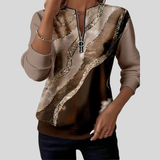 Saskia - Sweat-shirt Vintage à Zip Demi-Ouvert