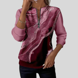 Saskia - Sweat-shirt Vintage à Zip Demi-Ouvert
