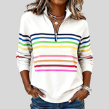 Bryony - Sweat-shirt à col zippé coloré à rayures