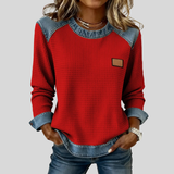 Hattie - Sweatshirt en Tricot Waffle Patchwork