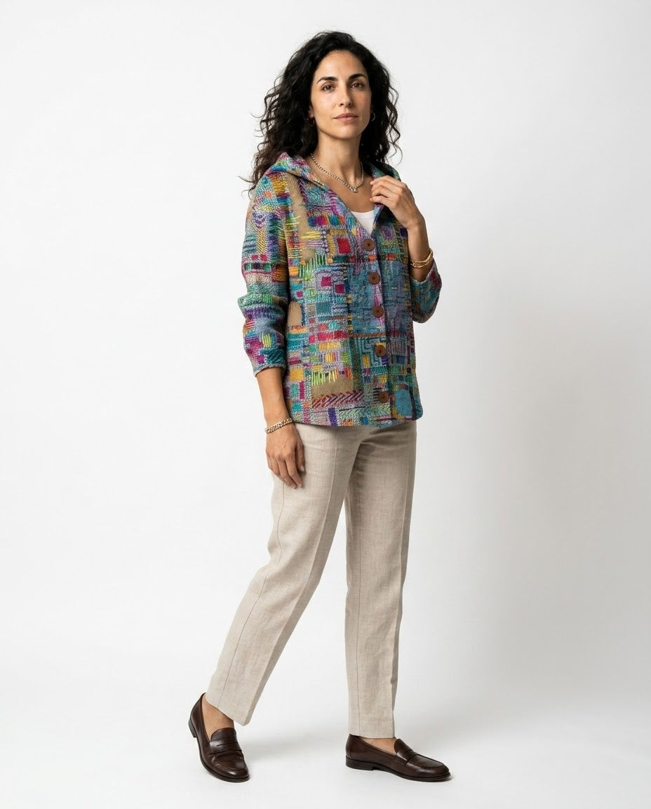 Paloma - Veste en Tricot Imprimée avec Capuche