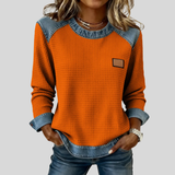Hattie - Sweatshirt en Tricot Waffle Patchwork
