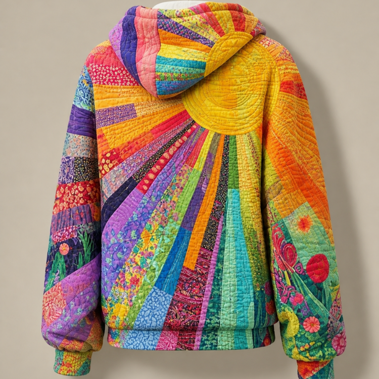 Amanda - Sweat à capuche matelassé avec design de fleurs sauvages