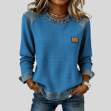 Hattie - Sweatshirt en Tricot Waffle Patchwork
