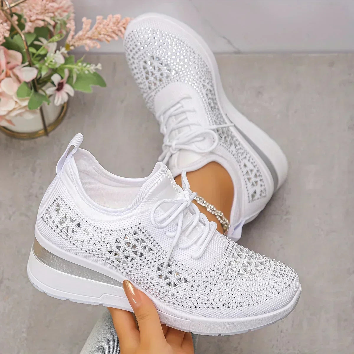 Karine | Baskets confort avec détails strass
