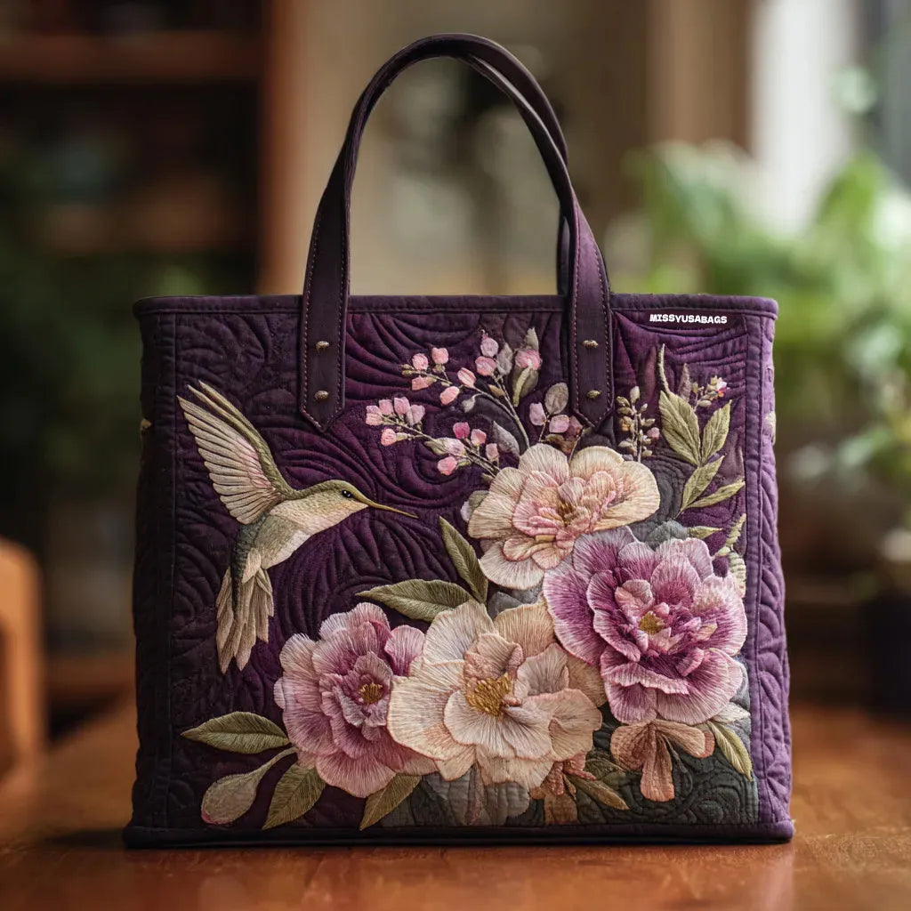 Sac Tote Rembourré - Colibri et Orchids