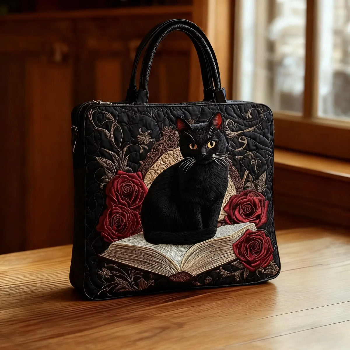 Sac Padded Tote - Chat Noir & Livres