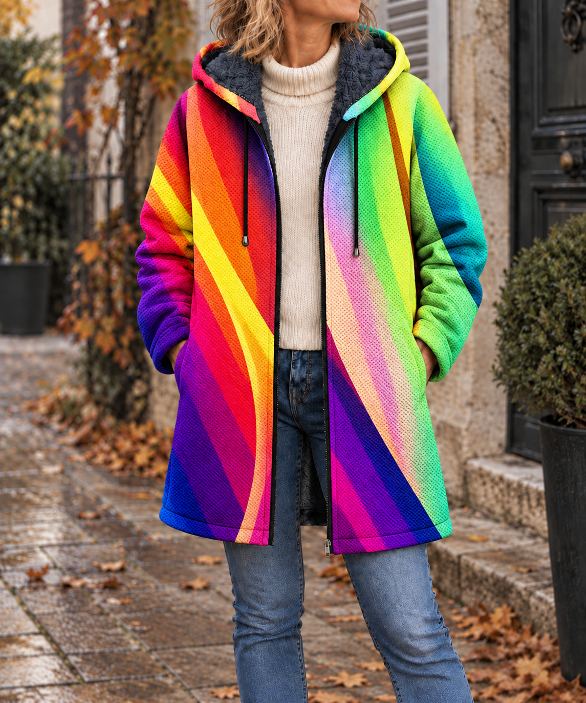 Éliane | Veste à Capuche Multicolore