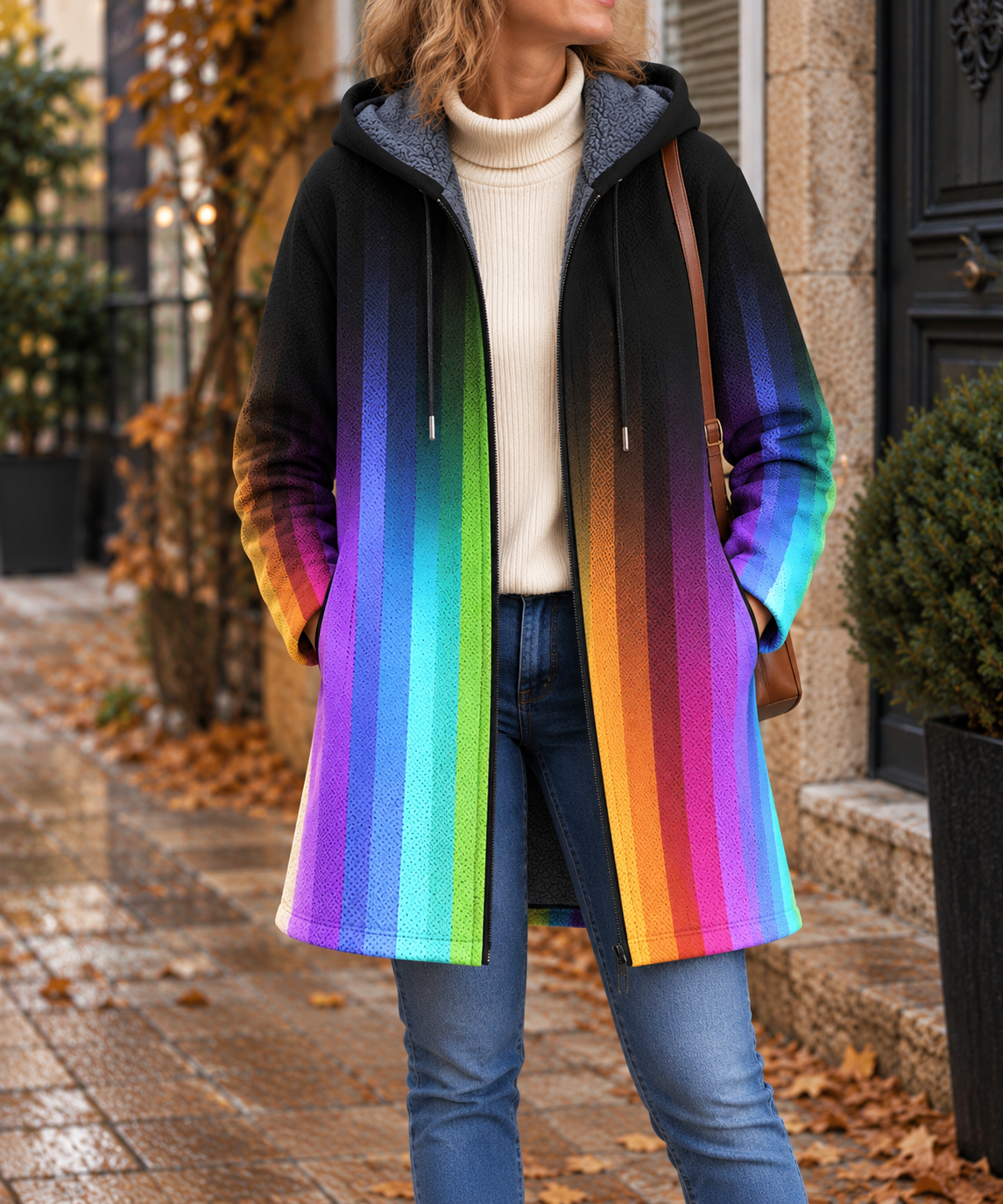 Violette | Veste à Capuche Arc-en-Ciel