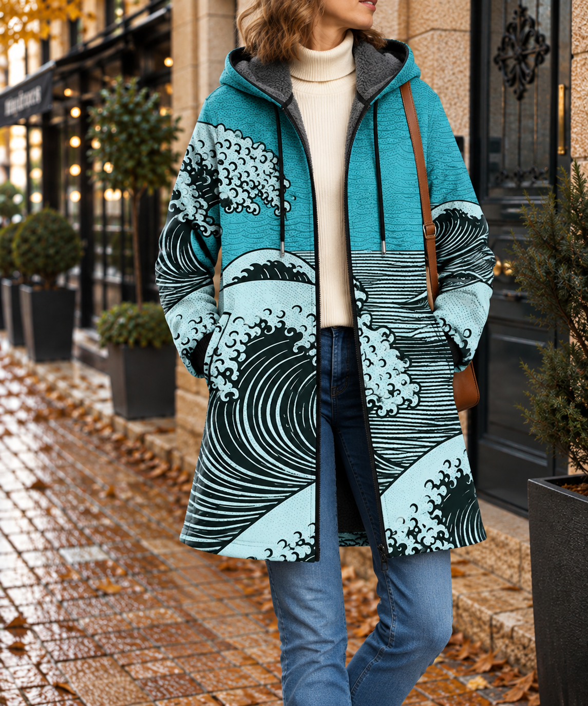 Océane | Veste à Motif Vagues