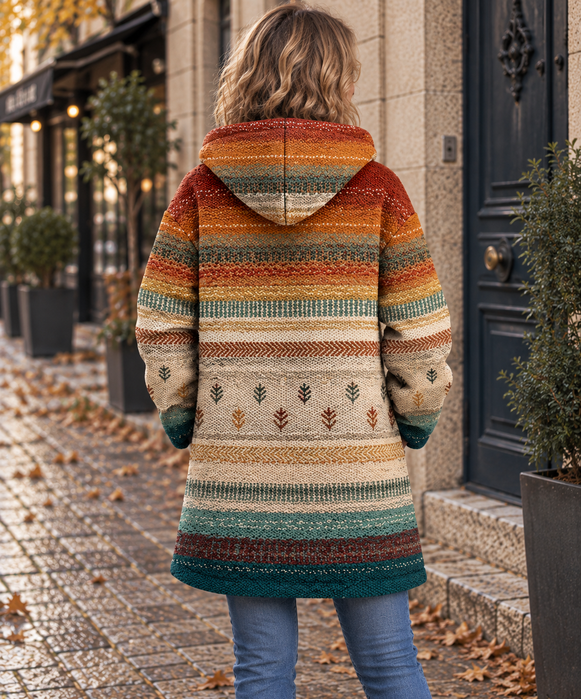 Bérénice | Manteau à Rayures d’Automne