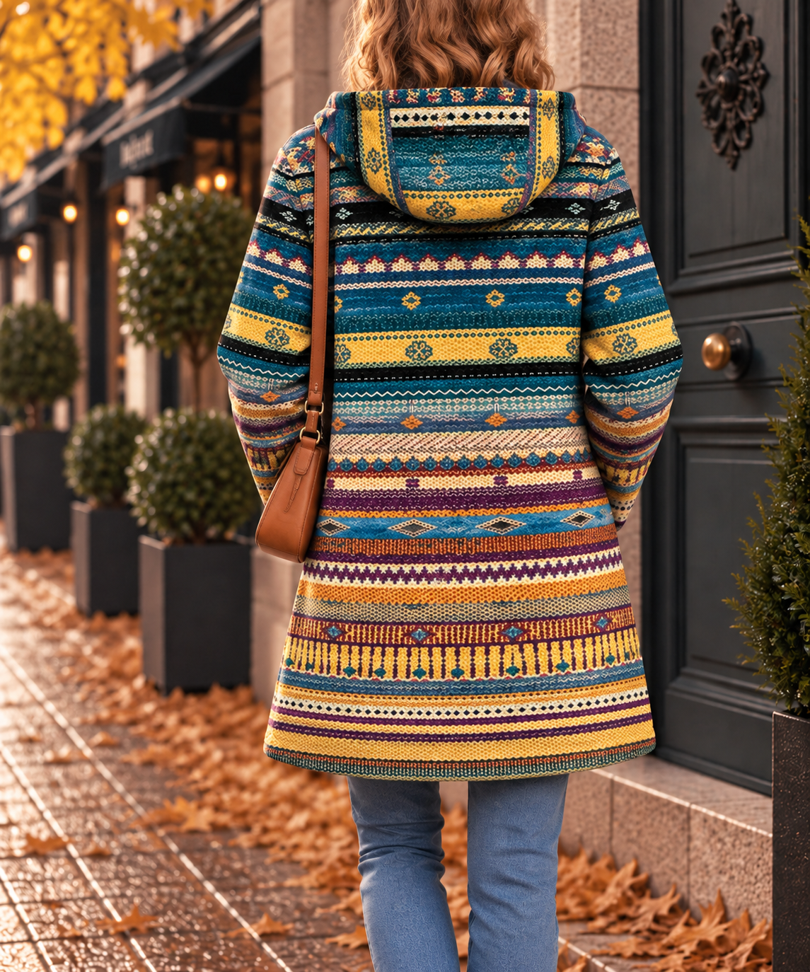 Léonie | Manteau à Motifs Tribaux Ondulés