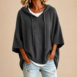 Éléonore™ | Poncho en maille à capuche et manches trois-quarts
