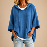 Éléonore™ | Poncho en maille à capuche et manches trois-quarts