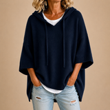 Éléonore™ | Poncho en maille à capuche et manches trois-quarts