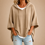 Éléonore™ | Poncho en maille à capuche et manches trois-quarts