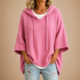 Éléonore™ | Poncho en maille à capuche et manches trois-quarts