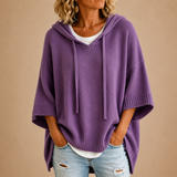 Éléonore™ | Poncho en maille à capuche et manches trois-quarts