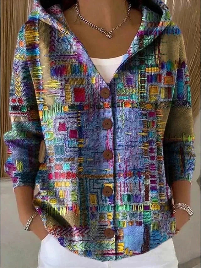 Paloma - Veste en Tricot Imprimée avec Capuche