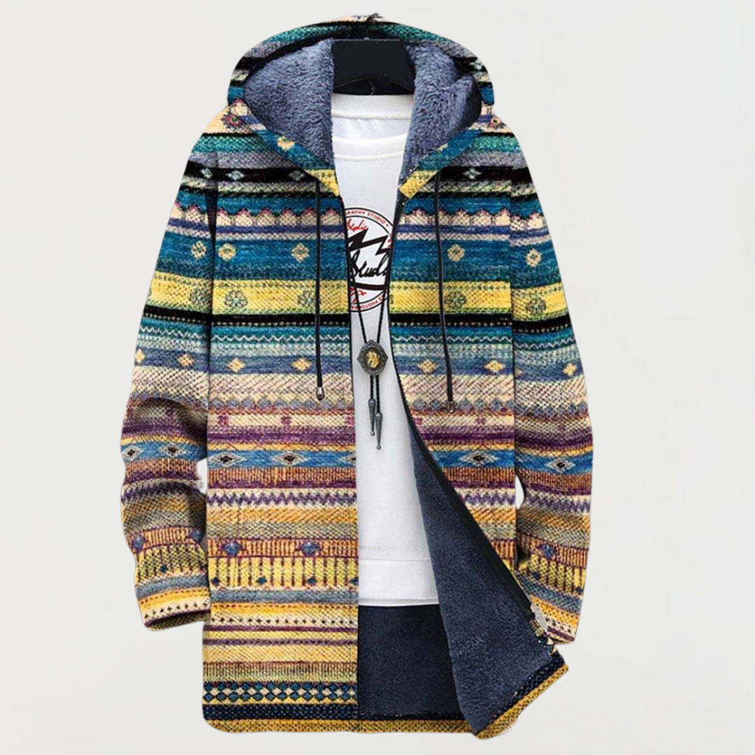 Léonie | Manteau à Motifs Tribaux Ondulés