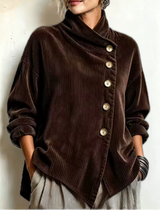 Sandra | Veste oversize avec col haut asymétrique