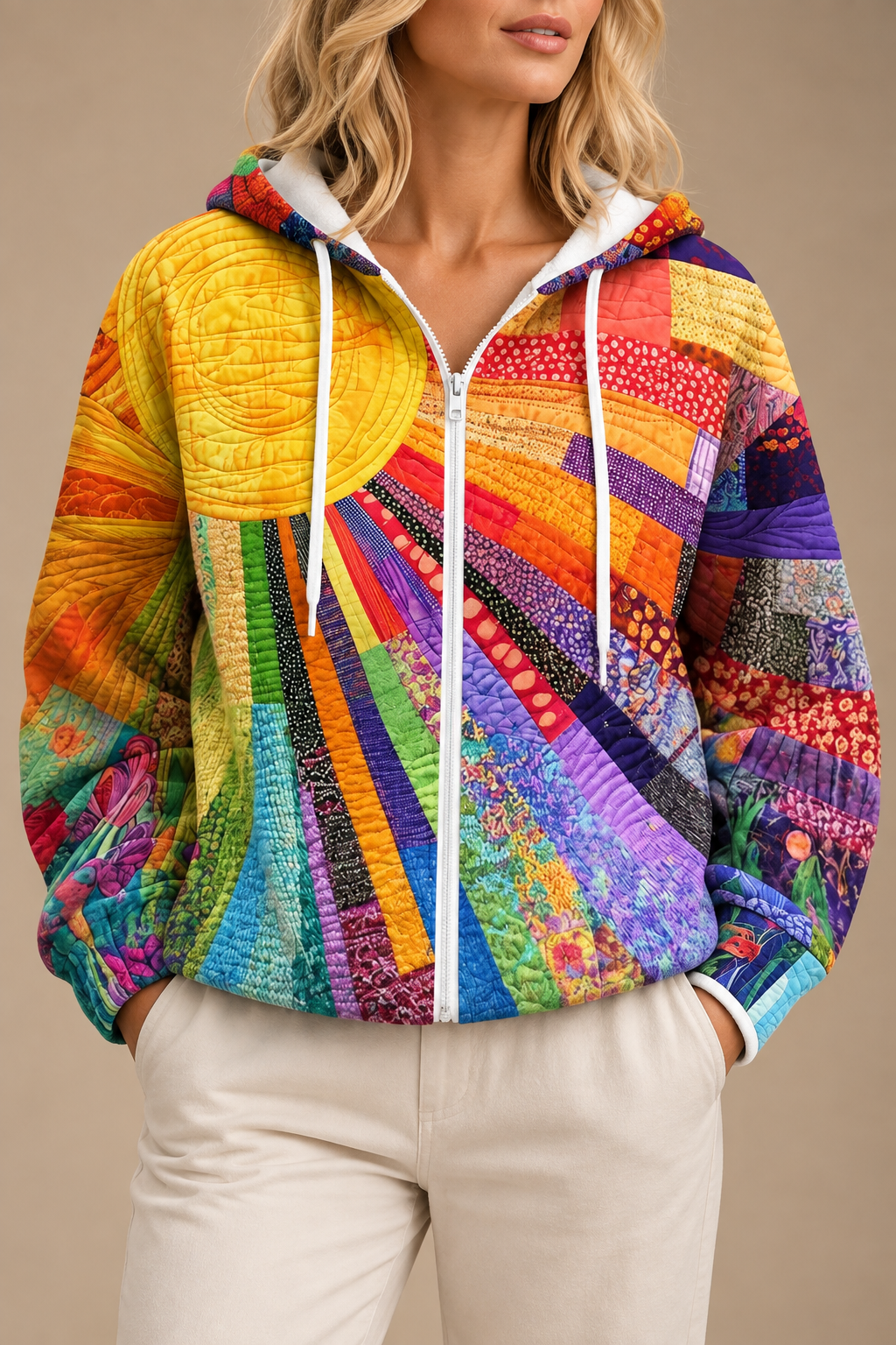 Rhealyn | Sweat à capuche zippé avec motif soleil