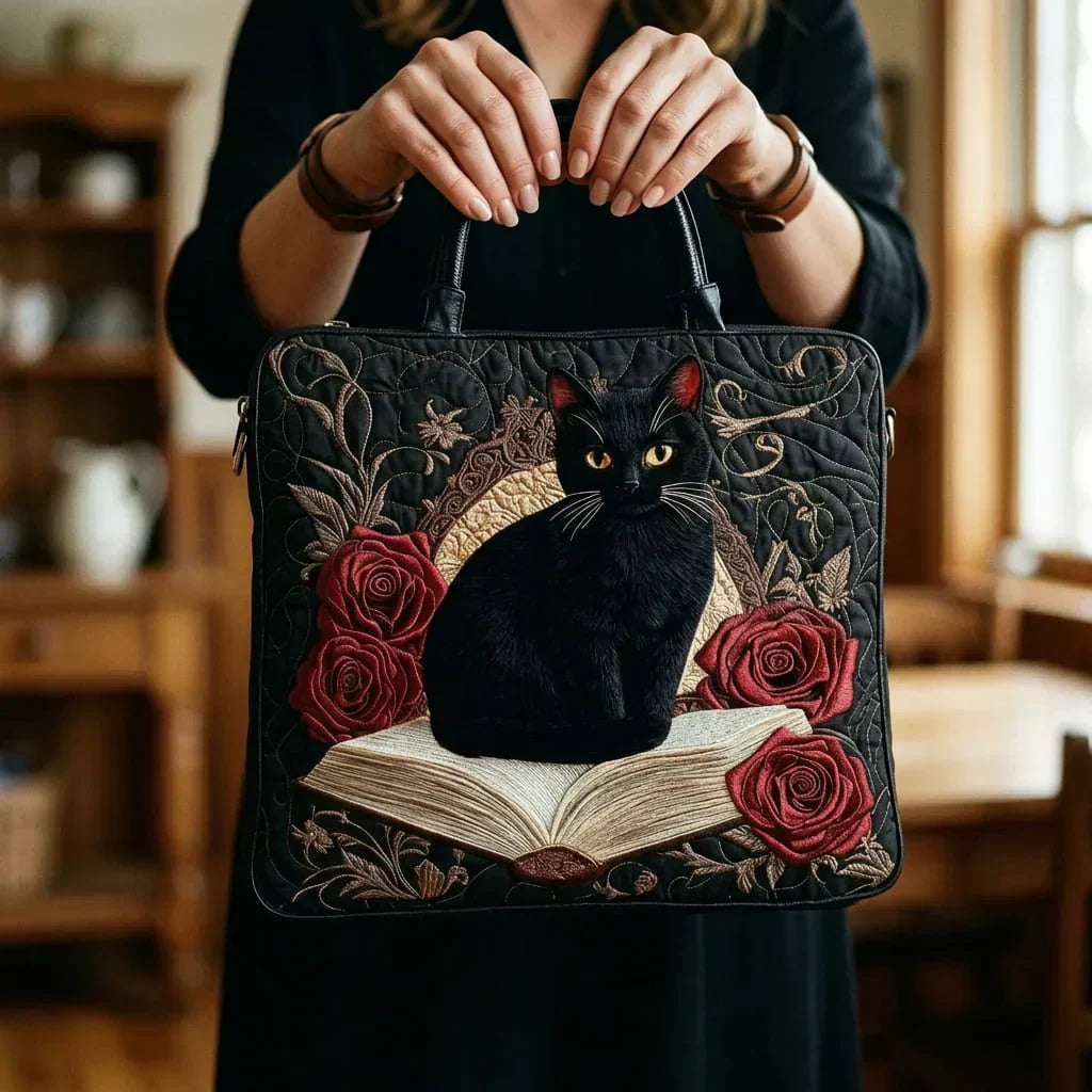 Sac Padded Tote - Chat Noir & Livres