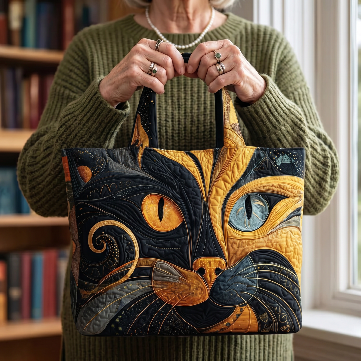 Sac Tote Rembourré - Chat Mystique